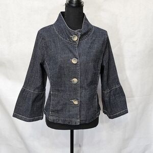 LAL Bell Sleeve Dark Blue Denim Button Up Jacket Size M